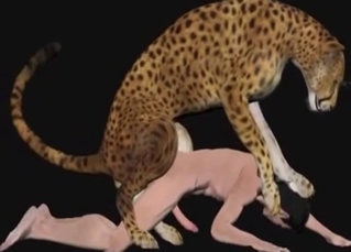 Tiger ass-fucking a dark-haired dude in 3D
